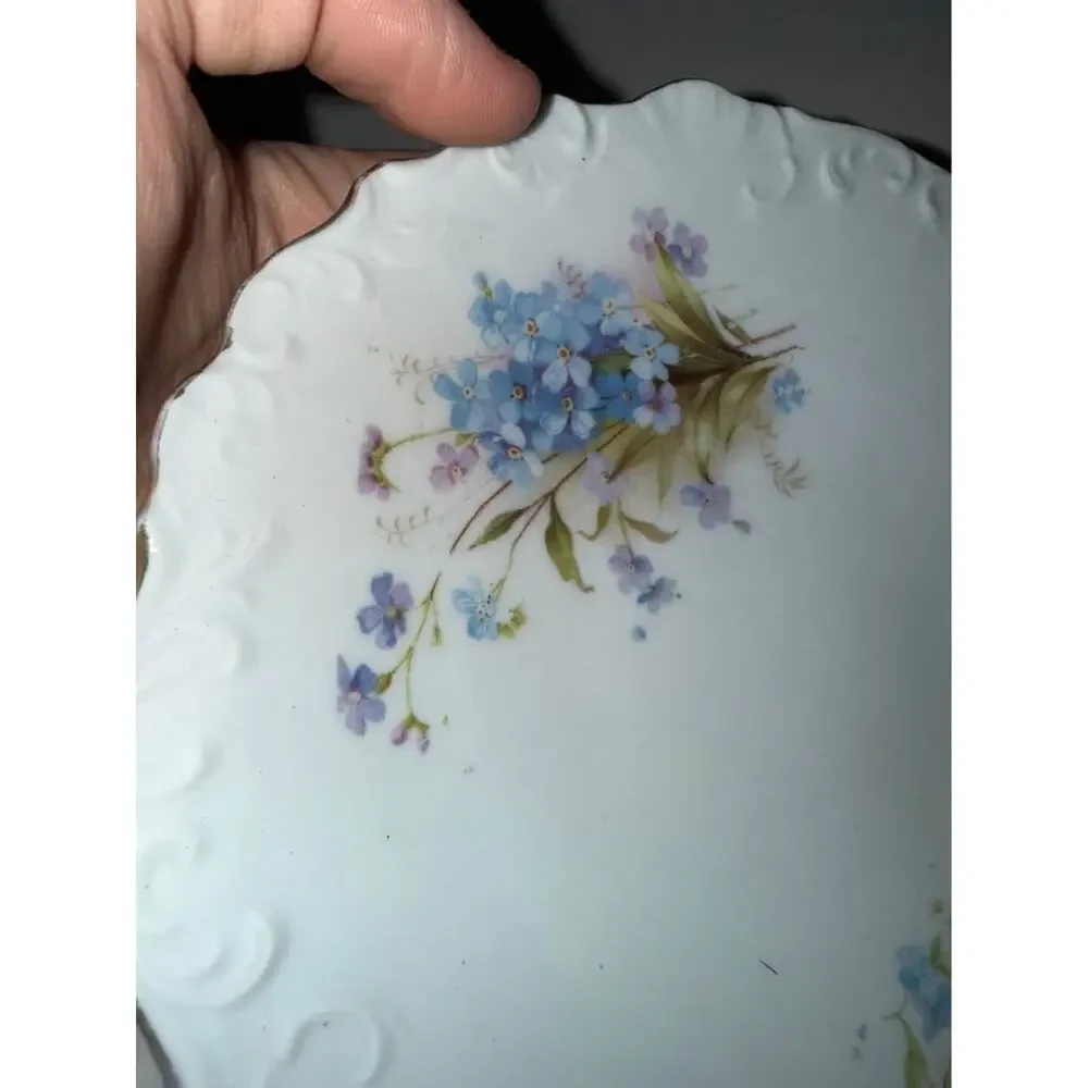 Vintage Porcelain Forget-Me-Not Scalloped Plate